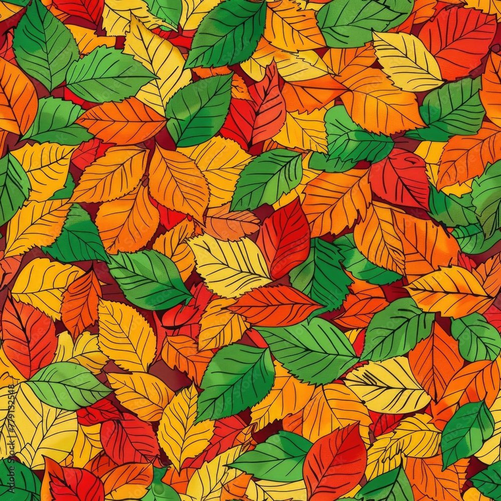 Vibrant autumn leaves scattered on a bright yellow background. Perfect for fall-themed designs