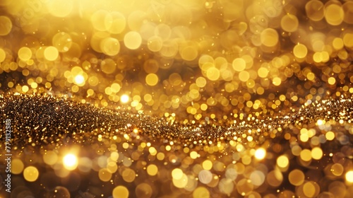 A shimmering gold background with an abundance of lights. Perfect for festive and celebratory designs