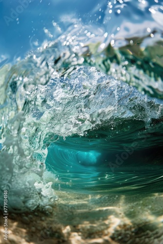 Close up of a powerful ocean wave. Perfect for nature and travel concepts