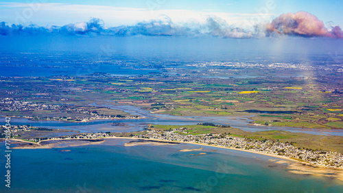 La Baule and Pornichet in atlantic ocean french coast from sky