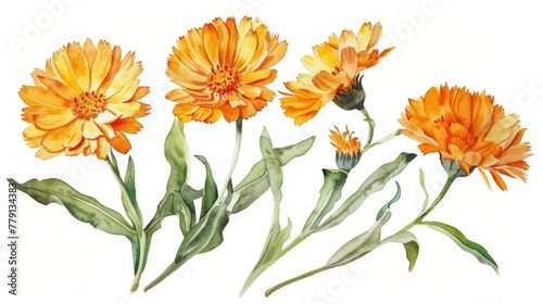 Vibrant orange flowers on a clean white background, perfect for various design projects
