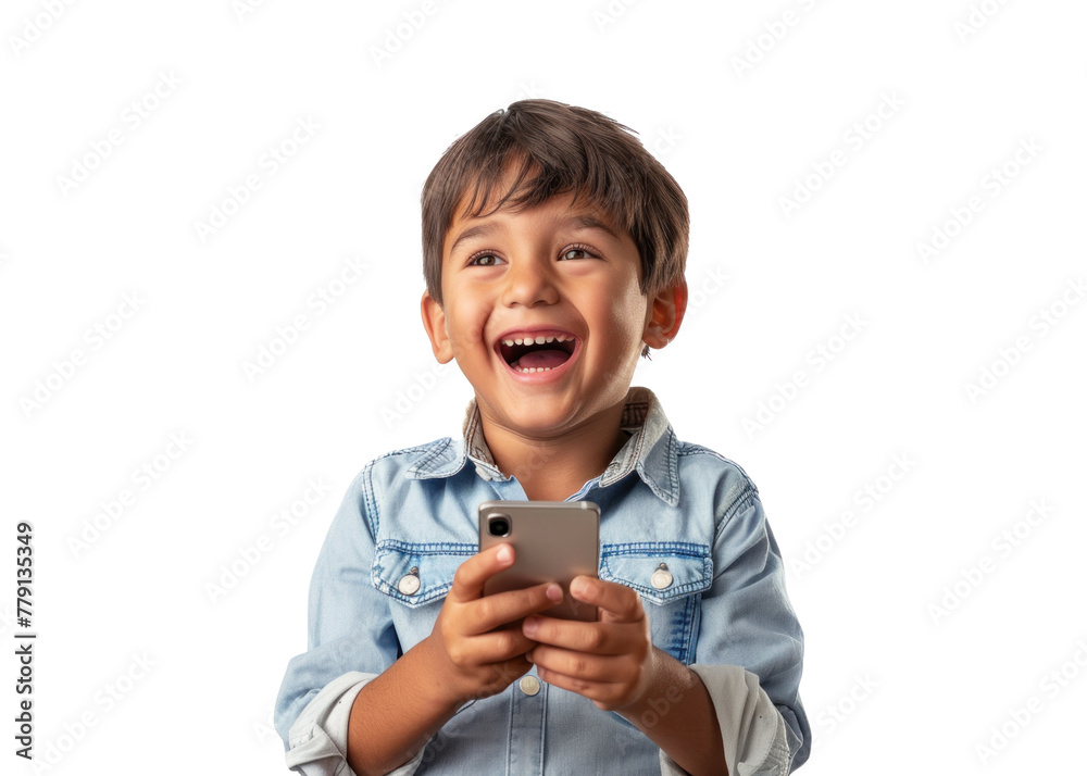 Young Native American Boy With Smartphone Young Native American Boy With Smartphone