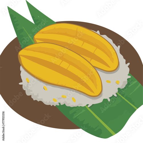 Exquisite Thai Fare Sticky Rice Vector Graphic