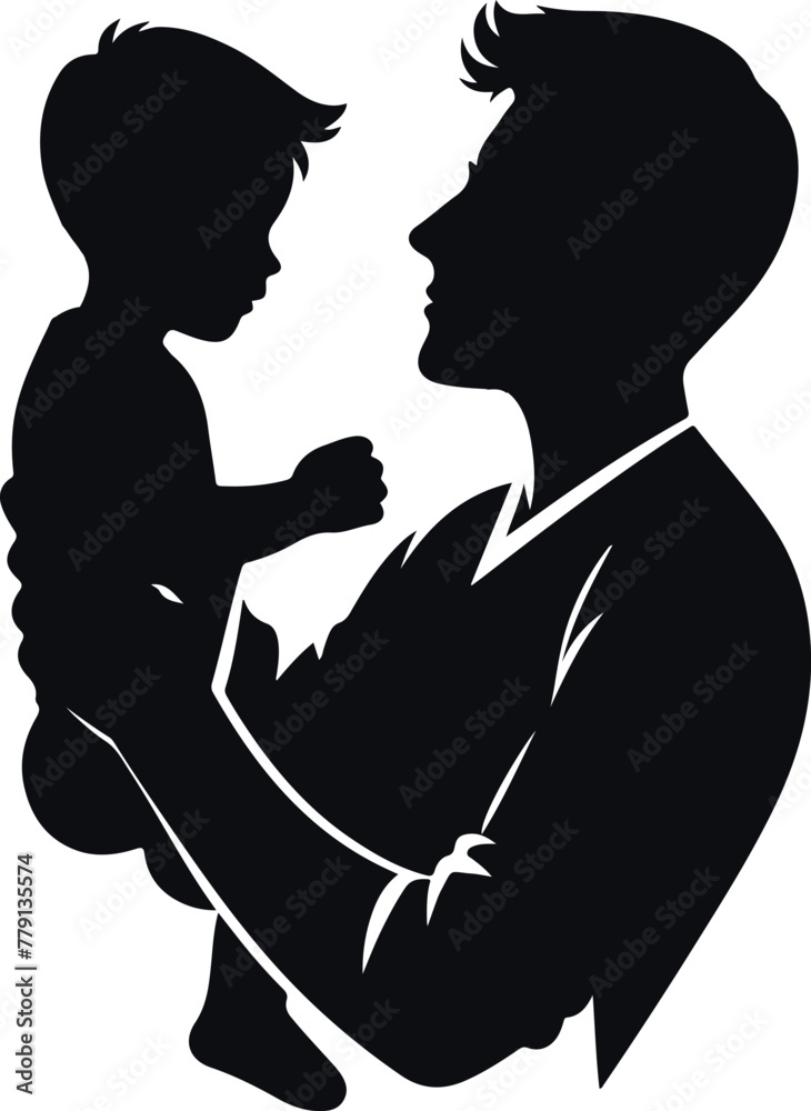 Fathers day silhouette vectors, white background