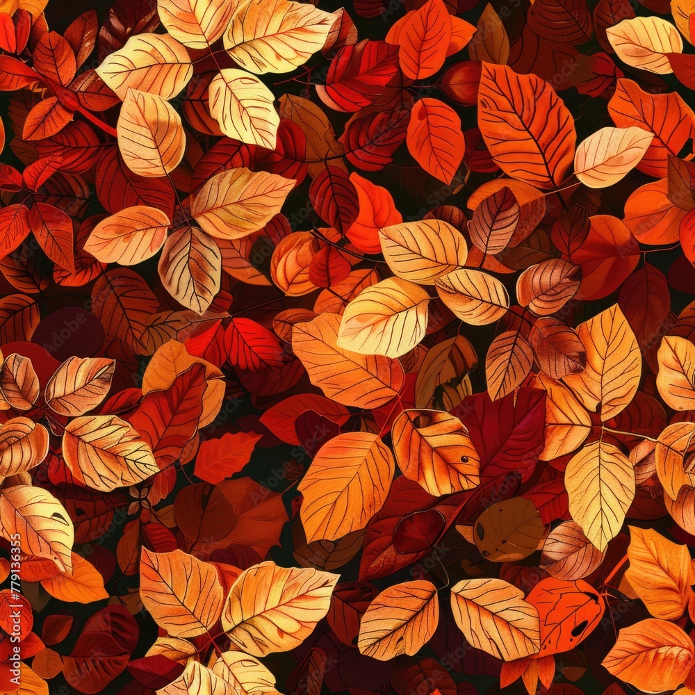 A vibrant collection of various colored leaves against a dark backdrop. Perfect for nature and autumn themed projects