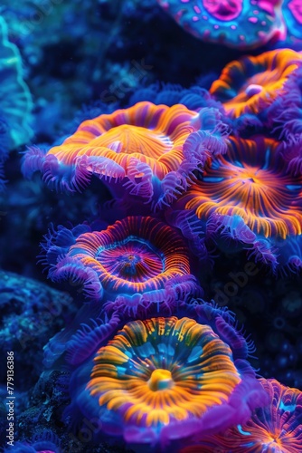 Close up of vibrant and diverse coral reef. Perfect for marine biology projects