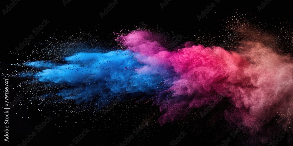 Vibrant colored powder flying in the air, perfect for festive celebrations