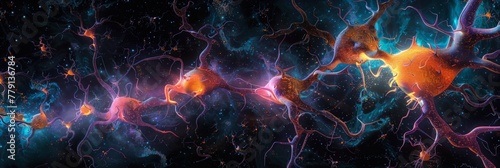 A colorful representation of neural connections networking across the brain photo