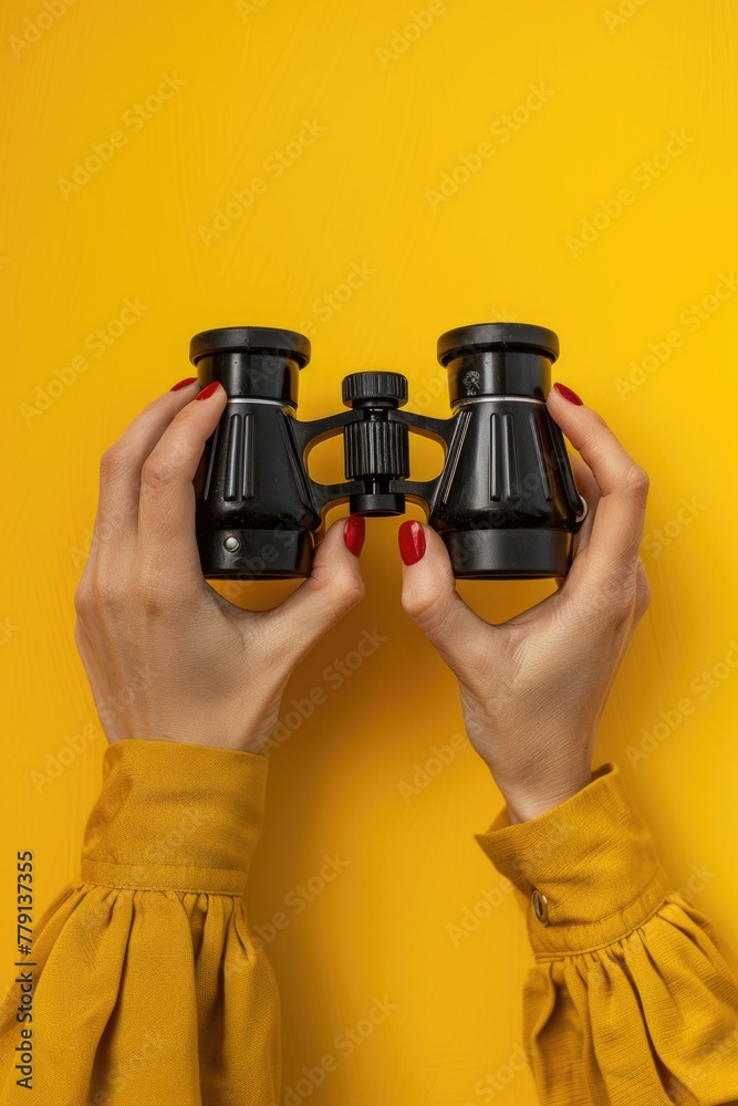 Fototapeta premium A person holding a pair of binoculars, suitable for various concepts and themes