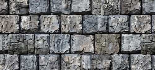 The texture of the square stone walls is neatly arranged