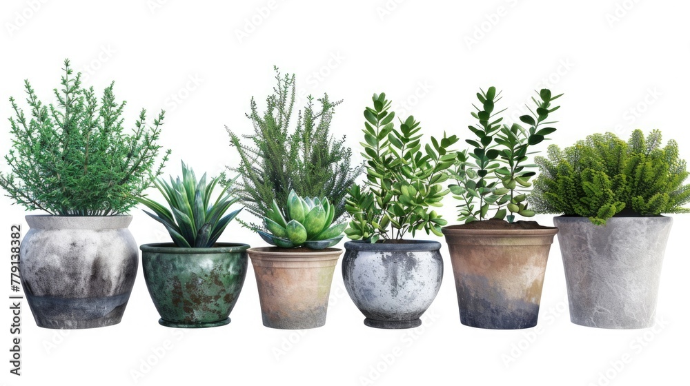 A row of potted plants, suitable for gardening websites