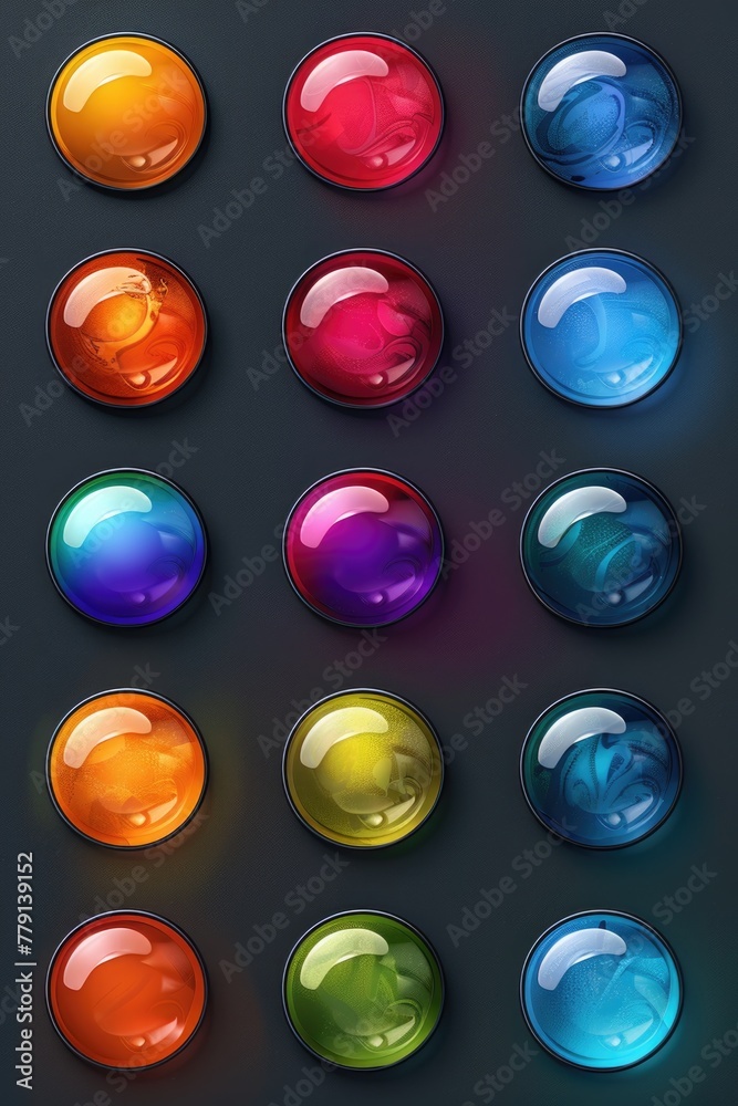 Various colored buttons on a dark background. Perfect for sewing or DIY projects Various colored buttons on a dark background. Perfect for sewing or DIY projects