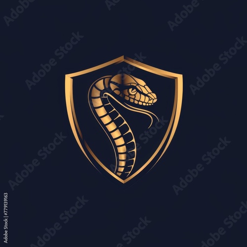 A striking gold snake emblem on a sleek black background. Perfect for luxury and fashion designs