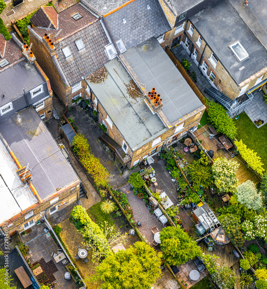 Aerial view of houses in Chiswick, a leafy London suburb with a village feel