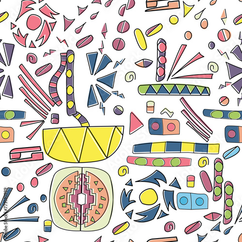Multicolored doodle geometric shapes seamless