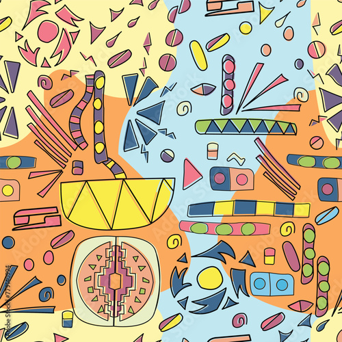 Multicolored doodle geometric shapes seamless