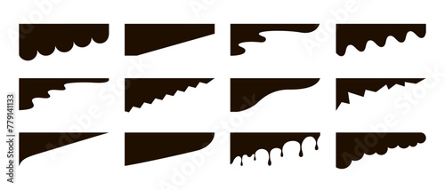 Set of angular abstract design separator header and border for website and app. Divider shapes top and bottom for web page. Different borders for website, banner, app, poster, background