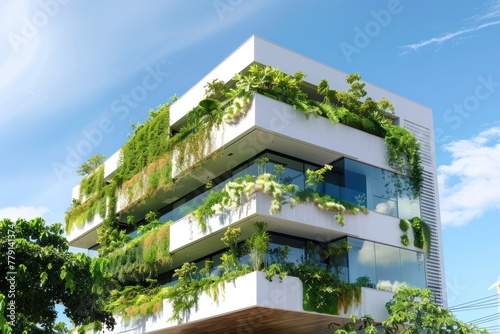 Modern Residential Building With a Lot of Plants on the Facade and Balconies