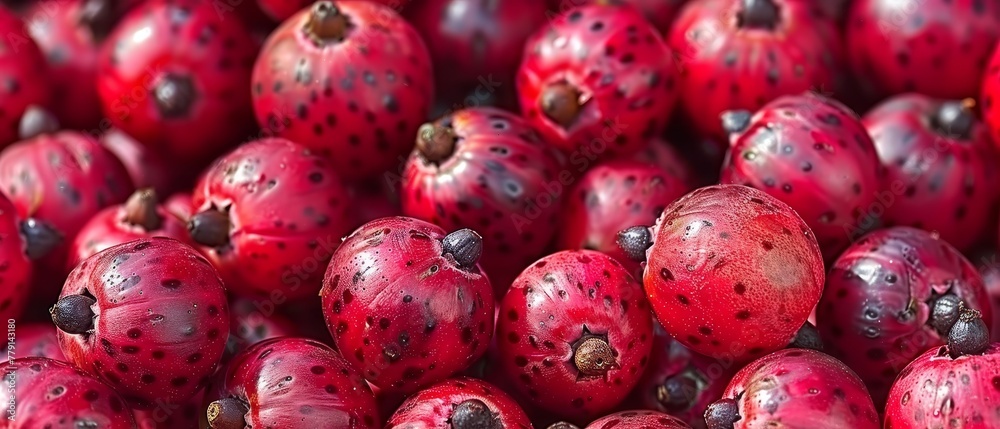 A tall pile of ripe pomegranates atop one another A tall pile of ripe pomegranates atop one another