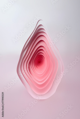 Pink vulva shape paper cut, creative symbolic illustration. Female intimacy concept.
