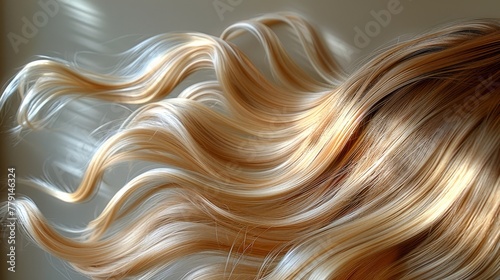   A close-up of a woman's long, blonde, wavy hair