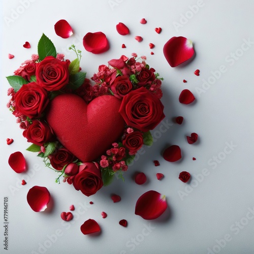 Red 3D heart with beautiful background and attractive colors.with Generative AI technology	

