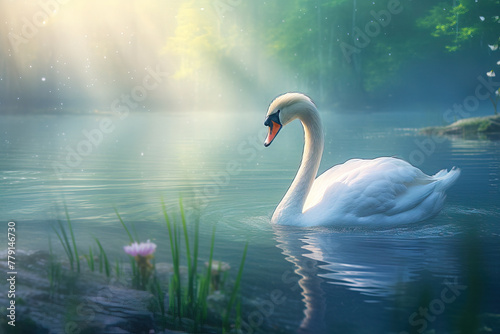 swan on lake. © Shades3d