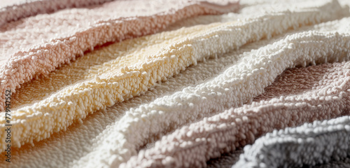 An expanse of fabric texture pattern that mimics a soft, plush terrycloth, illustrating the looped threads and the absorbent surface. 32k, full ultra HD, high resolution