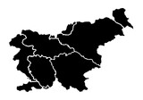 Mapa negro de Eslovenia en fondo blanco.