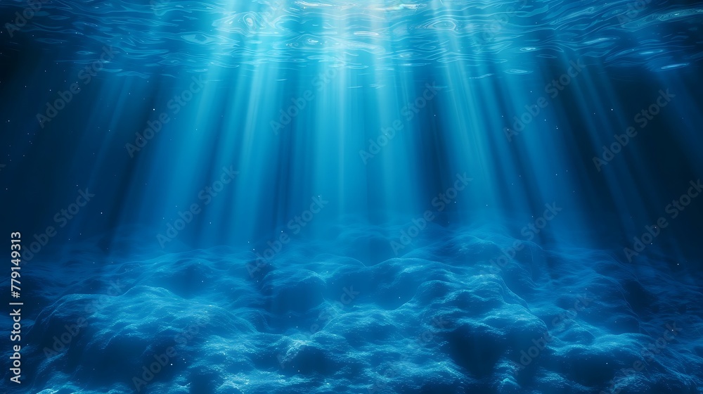 abstract underwater scene sunrays in deep blue sea Cinematic Lighting in the ocean AI generated abstract underwater scene sunrays in deep blue sea Cinematic Lighting in the ocean AI generated