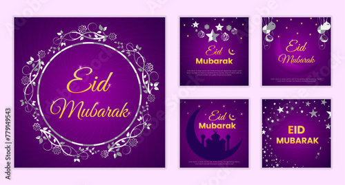Vector realistic eid al-fitr instagram posts collection