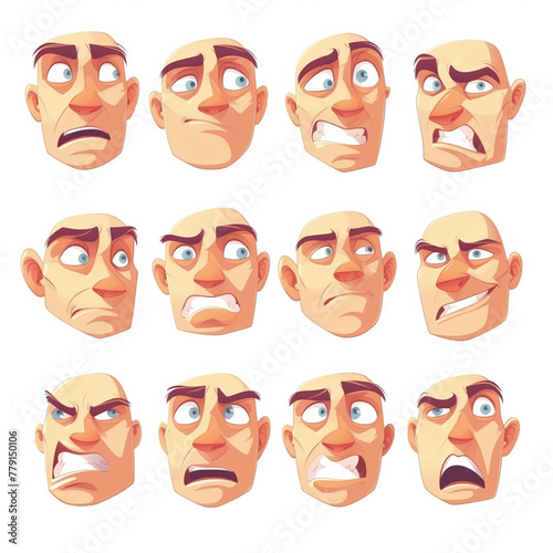 Cartoon faces with varied expressions, colorful.
