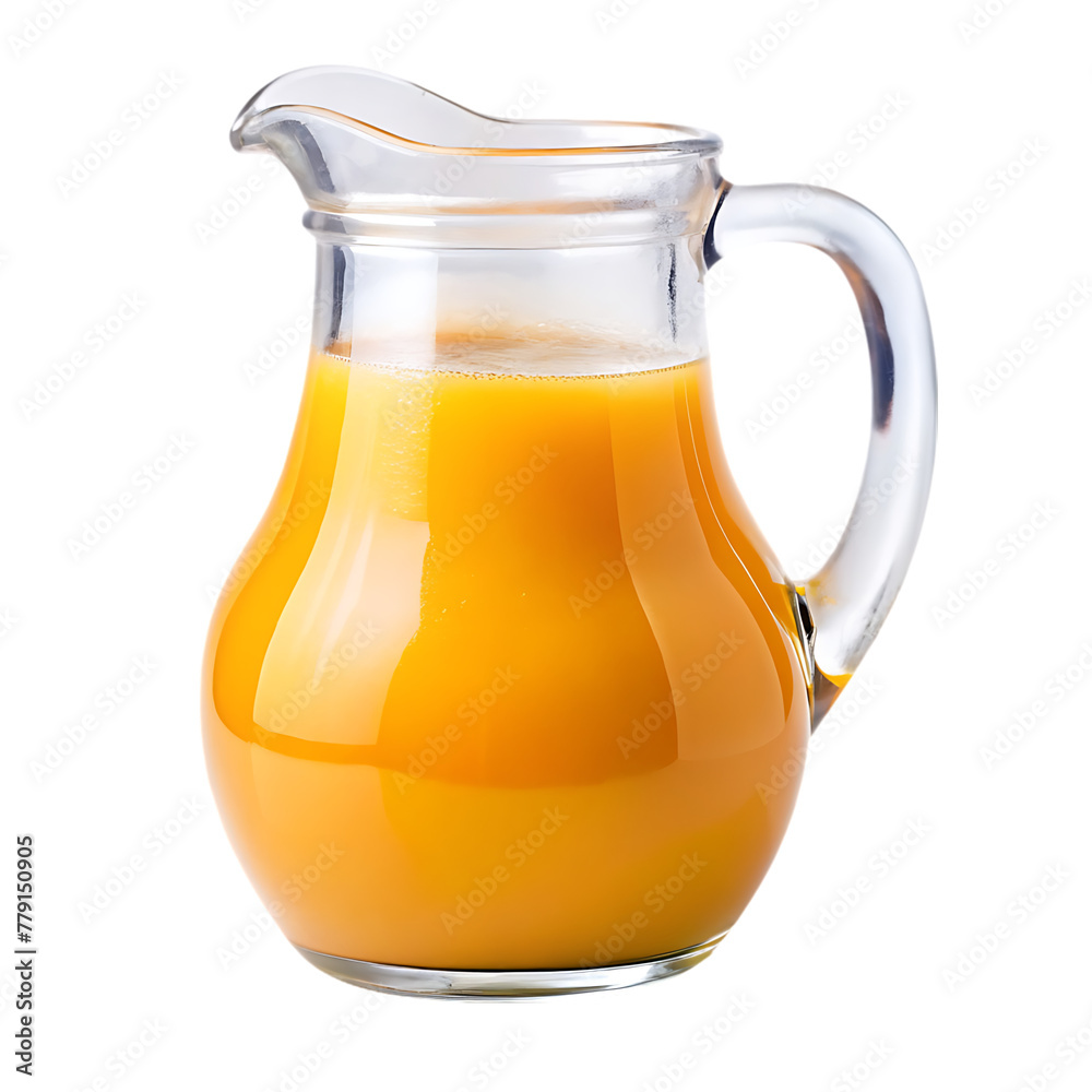 glass and pitcher with orange juice on transparent background glass and pitcher with orange juice on transparent background