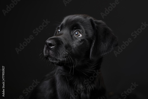 Adorable black labrador puppy, closeup shot © Monktwins