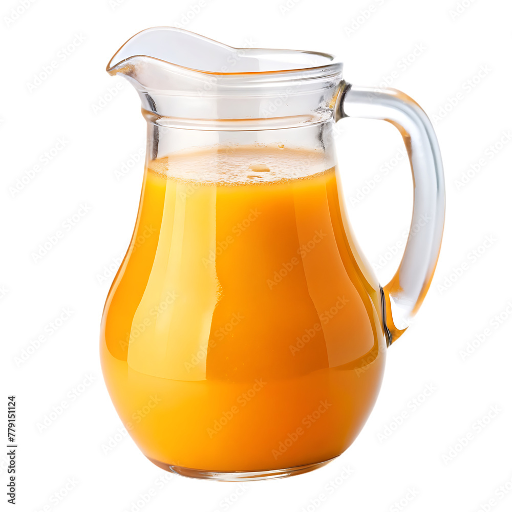 glass and pitcher with orange juice on transparent background glass and pitcher with orange juice on transparent background