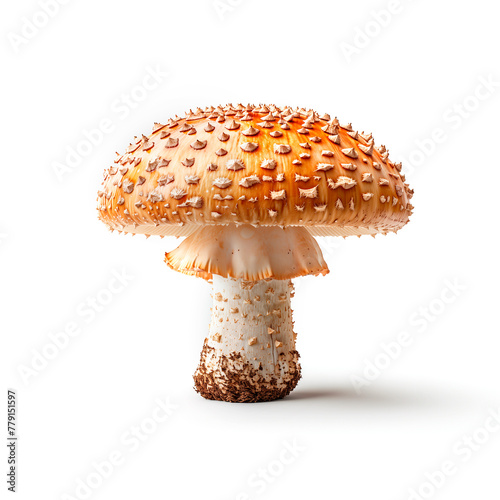 Close Up of a Mushroom on White Background. Generative AI