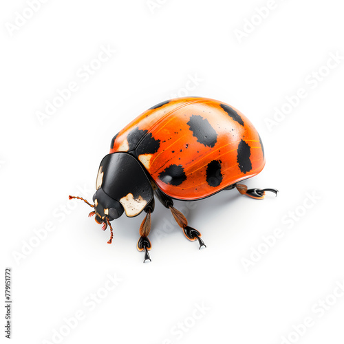 Close Up of a Ladybug on White Background. Generative AI