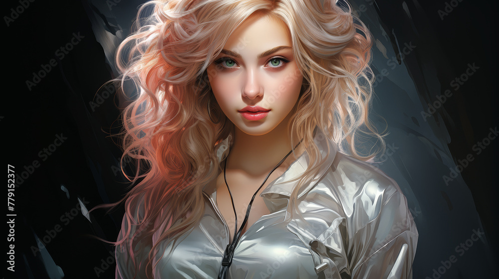 Fototapeta premium detailed view of pretty woman created with Generative AI technology