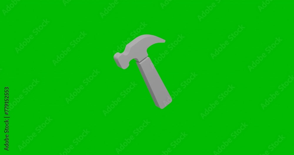 Animation of rotation of a white hammer symbol with shadow. Simple and complex rotation. Seamless looped 4k animation on green chroma key background Animation of rotation of a white hammer symbol with shadow. Simple and complex rotation. Seamless looped 4k animation on green chroma key background
