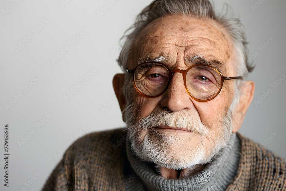 Closeup photo portrait of old man isolated on white background Closeup photo portrait of old man isolated on white background