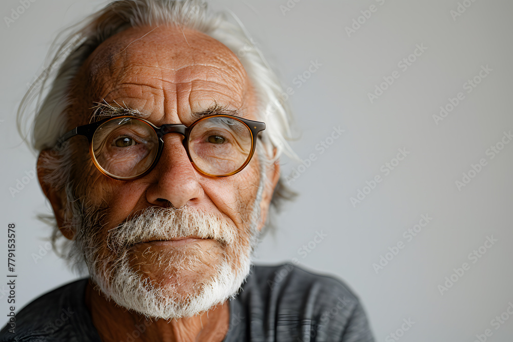 Closeup photo portrait of old man isolated on white background Closeup photo portrait of old man isolated on white background