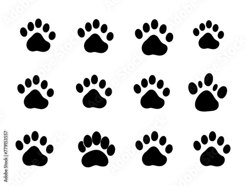 Paw icon vector illustration. paw print sign and symbol. dog or cat paw set collection