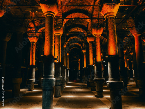 Photography Istanbul underground cisterns roman water system  Filoksenos Cistern