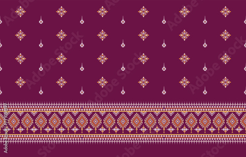 ethinc geomatric pattern with purple,ethnic,zigzag,silk,thai silk,seamless pattern,native woven,background,wallpaper,	
 photo