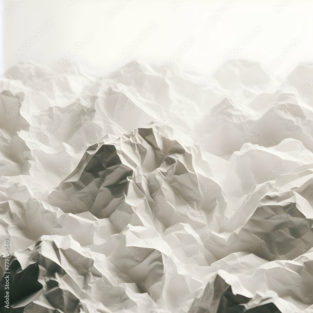 Obraz premium crumpled paper on white, paper, crumpled,ball, white, garbage, illustration, Ai generated 