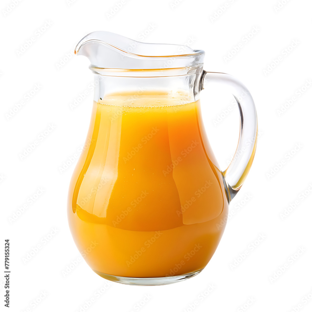 glass and pitcher with orange juice on transparent background glass and pitcher with orange juice on transparent background