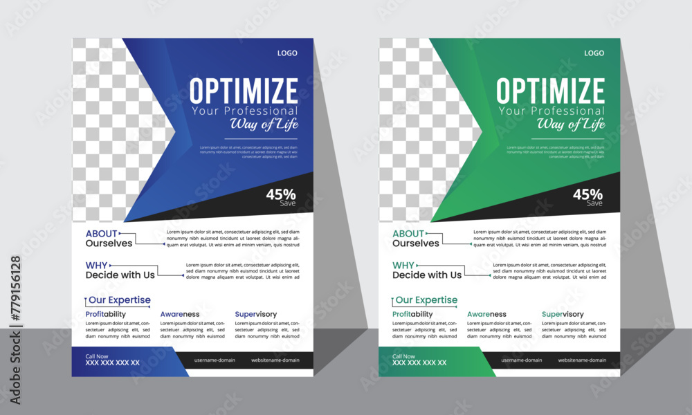 Modern business leaflet design template with editable vactor file .