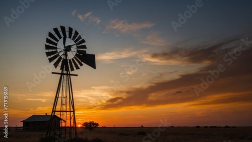 Dusk's Energy Harvest: Windmills of the Ranch © jechm