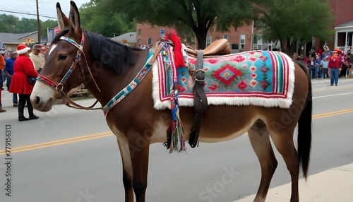 A Mule With A Festive Saddle Blanket Ready For A Upscaled 32