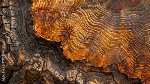 Wallpaper Mural Stunning close-up of a felled oak tree's stump, showcasing intricate patterns of warm brown and orange tones. The rough texture of tree rings reveals the natural beauty of this felled giant. Torontodigital.ca